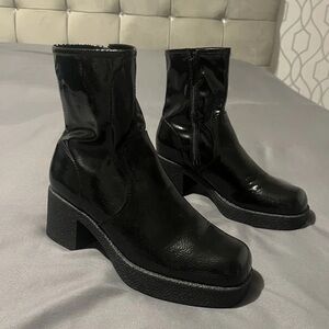 Next Glossy Black Heeled Boots